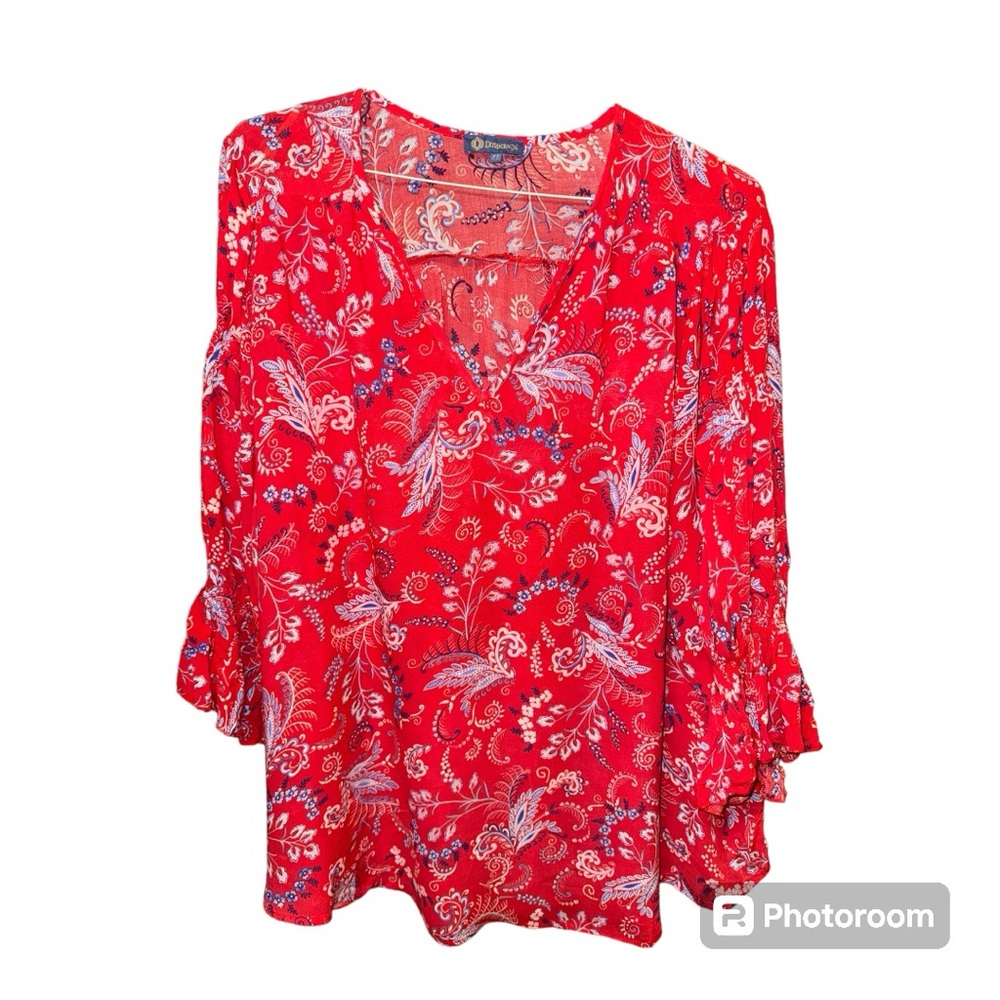 Democracy Red Floral Tunic Top